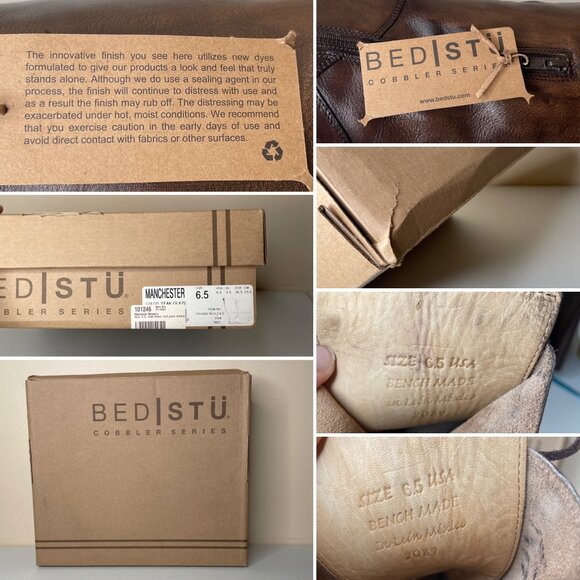 BED STU Manchester Distressed Brown Leather Tall Riding Boots BedStu Size 6.5 - Picture 15 of 16